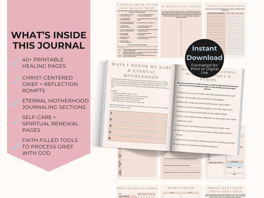Miscarriage Grief Journal for Christian Women — Faith-Based Pregnancy Loss Healing Journal — Heaven Mom Printable PDF Instant Download