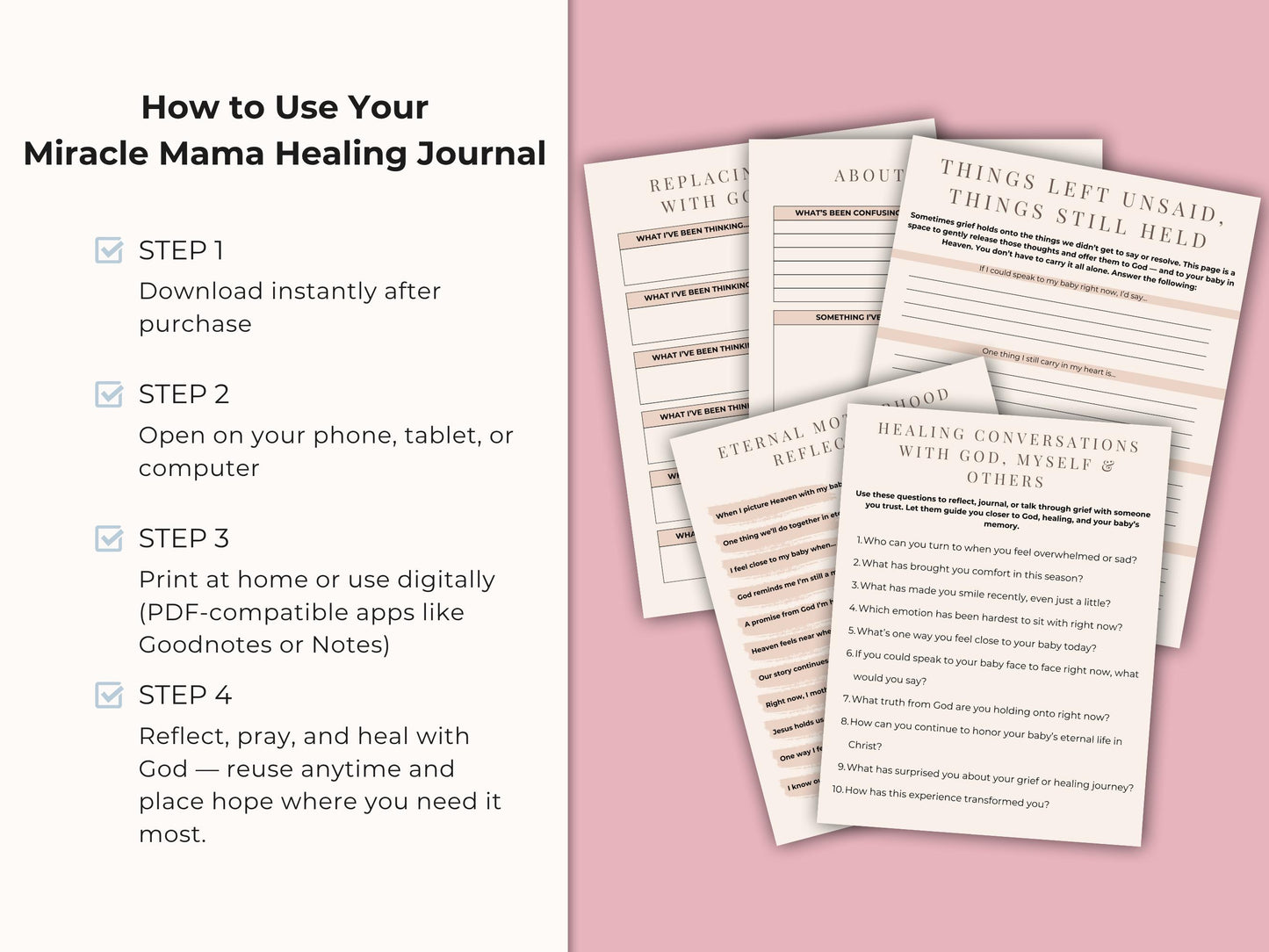 Miscarriage Grief Journal for Christian Women — Faith-Based Pregnancy Loss Healing Journal — Heaven Mom Printable PDF Instant Download
