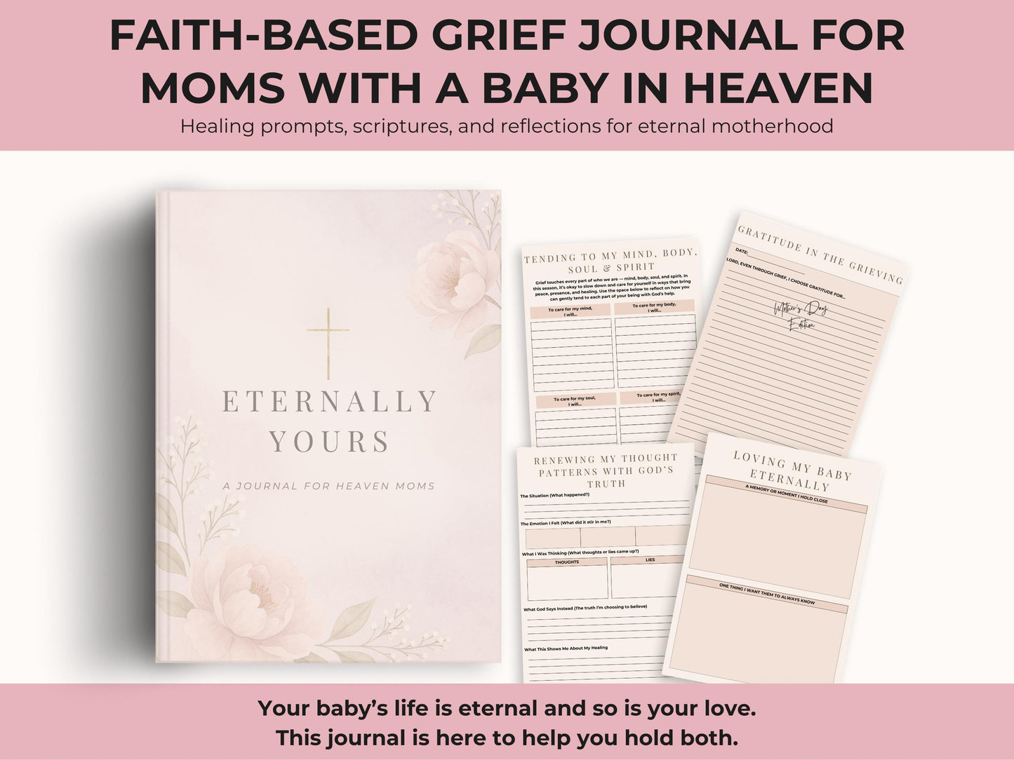 Miscarriage Grief Journal for Christian Women — Faith-Based Pregnancy Loss Healing Journal — Heaven Mom Printable PDF Instant Download