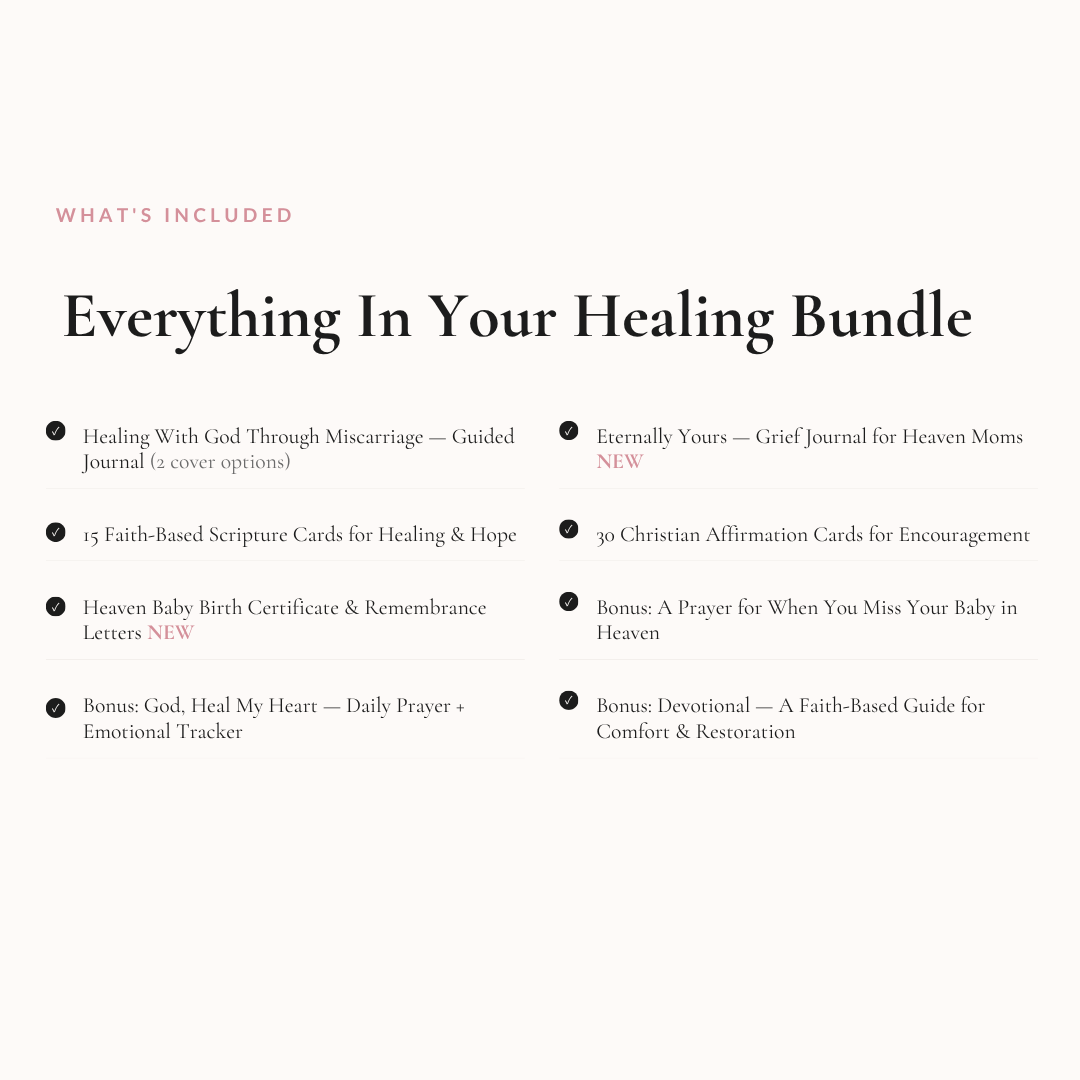Miscarriage Healing Bundle – Faith-Based Grief Journal, Scripture Cards & Christian Support Tools | Instant Download