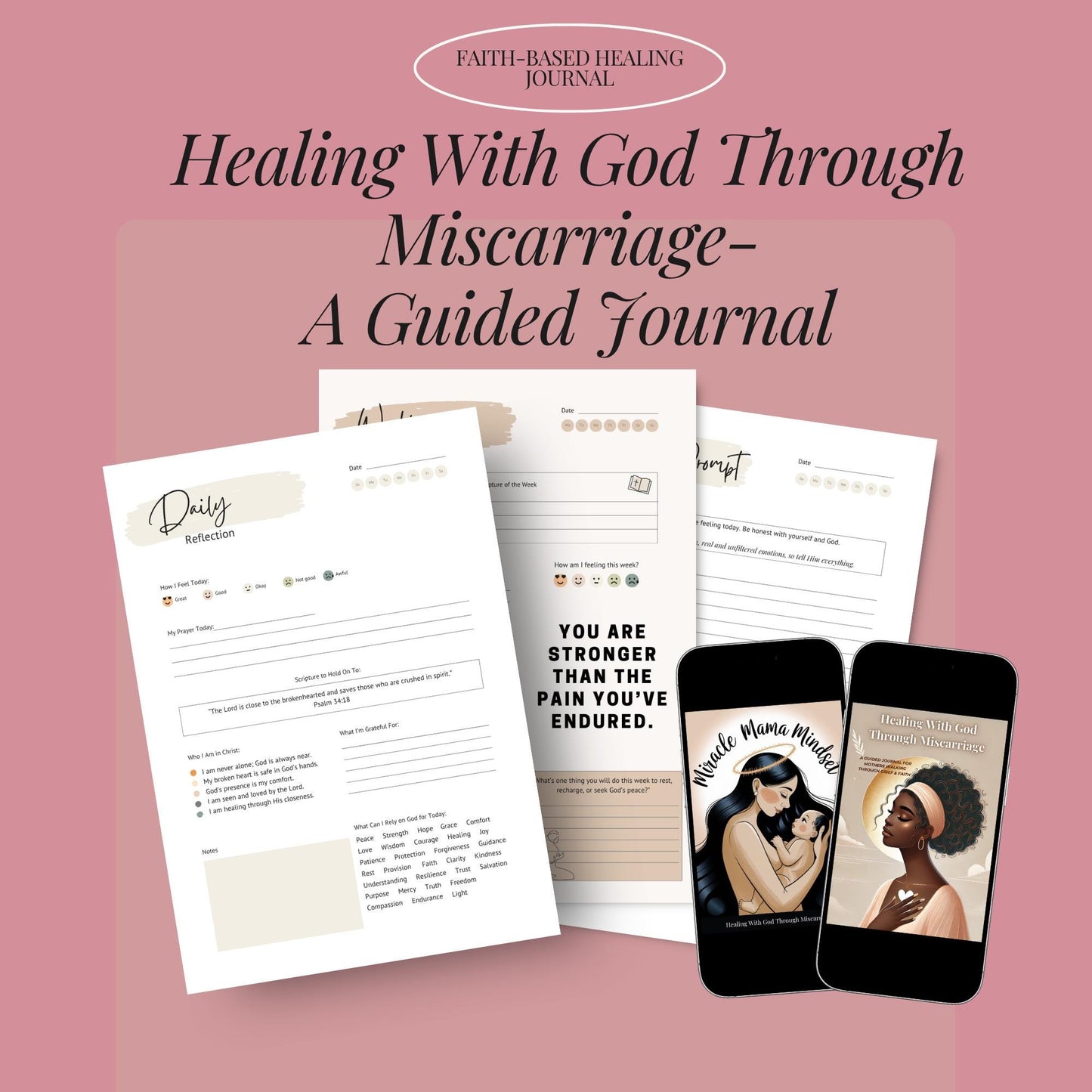 Healing With God: A Guided Journal for Navigating Miscarriage Grief | Faith-Based Pregnancy Loss Support
